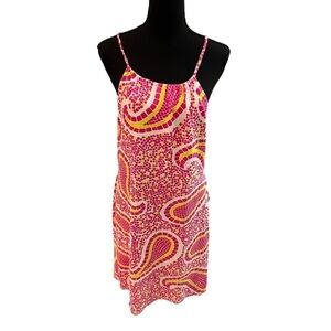 J McLaughlin Pink and Yellow Mosaic Dress Size Medium